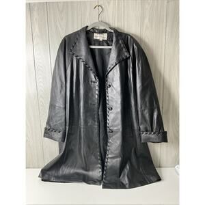 Women's XL Dero by Rocco D'Amelio Vintage Black Leather Mid Length Jacket